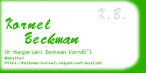 kornel beckman business card